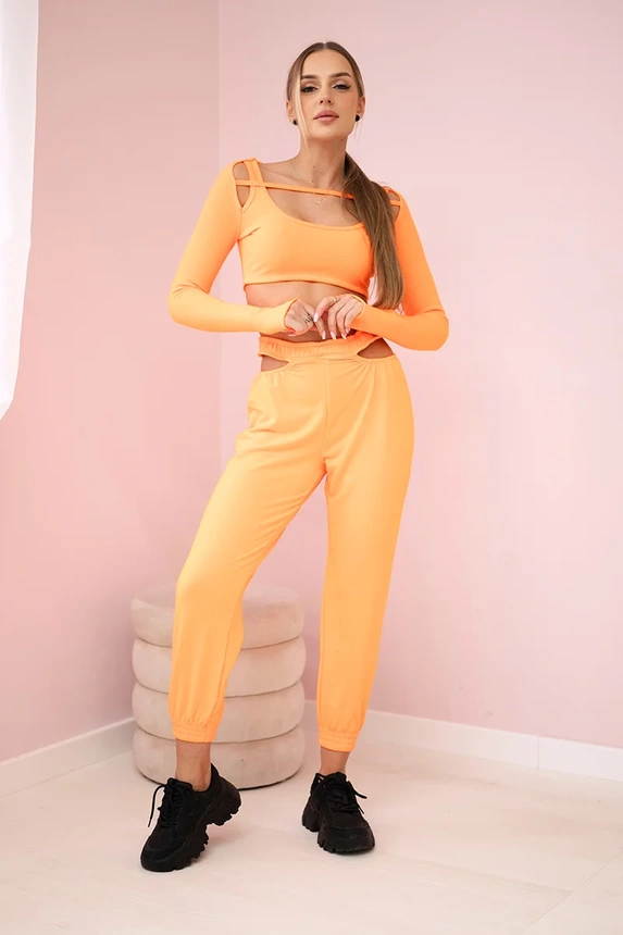 Set with a top blouse orange neon