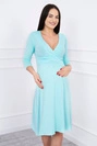 Dress with cut-off under the bust, 3/4 sleeves mint