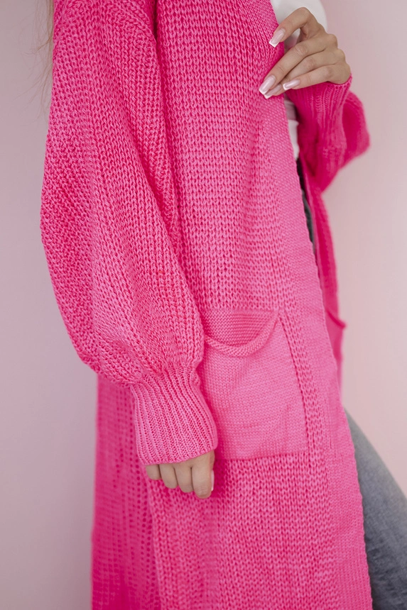 Pullover lange Strickjacke Neon-Pink