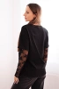 Women's cotton blouse with lace sleeves black