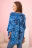 Women's cotton blouse with rolled sleeves and paisley pattern blue