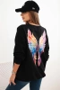 Women's oversized cotton sweatshirt with colorful wings on the back black
