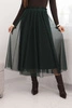 Women's midi tulle skirt with viscose lining green