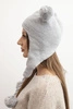 Women's winter wool hat with pom-poms bear ear K476 gray