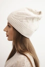 Women's winter hat with ribbed knit made of wool K471 beige