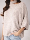 A sweater women's oversize with asymmetric neckline and turtleneck beige melange