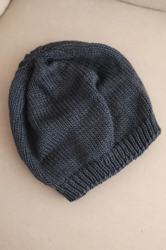 Women's winter hat with ears and ribbed knit K440 graphite