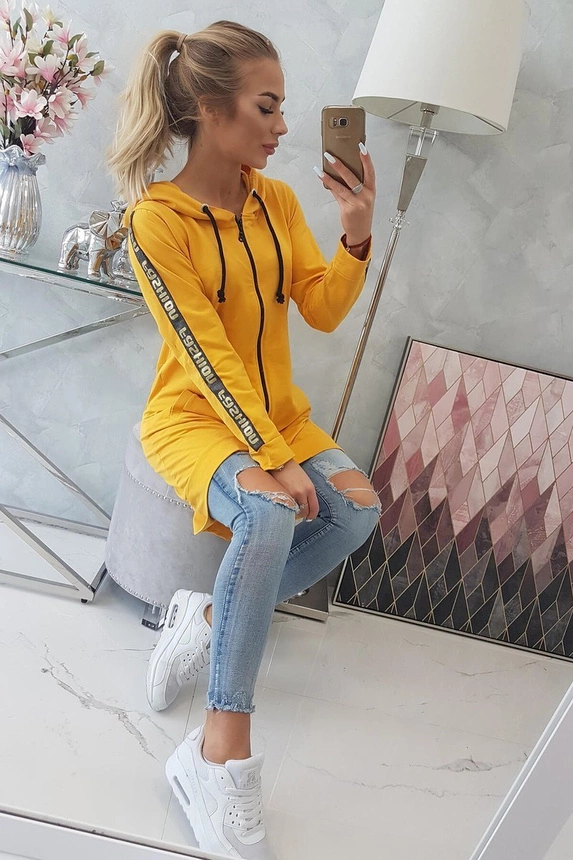 Sweatshirt mit Reißverschluss am Rücken Senf