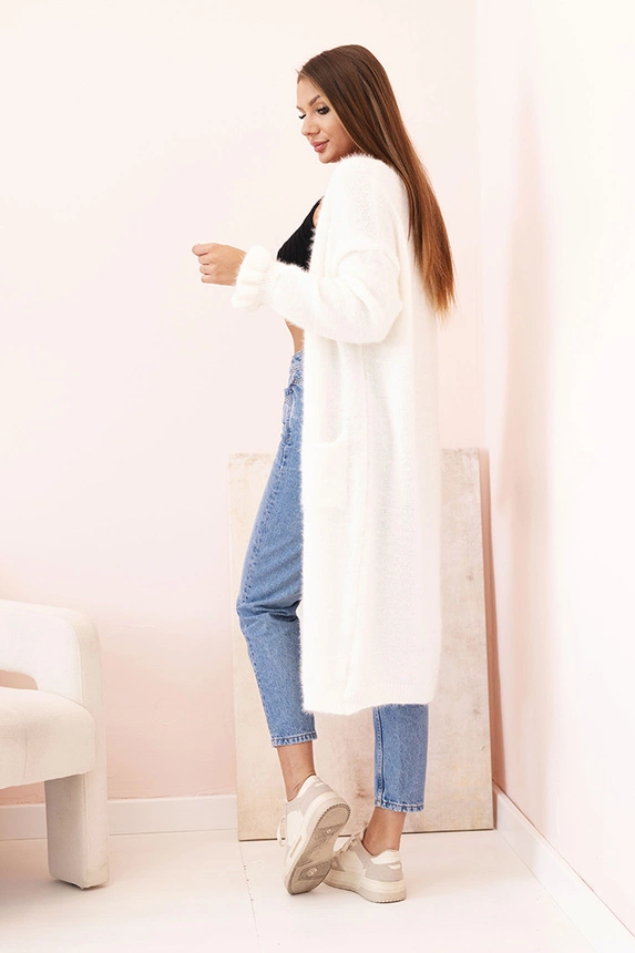 Women's cardigan with wool in colorful stripes pink