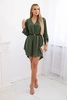 Dress with longer back and belt khaki