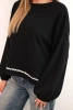 Women's sweatshirt with decorative finishing at the bottom black