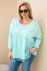 Damenbluse Baumwolle Plus Size mit Fransen mintgrün