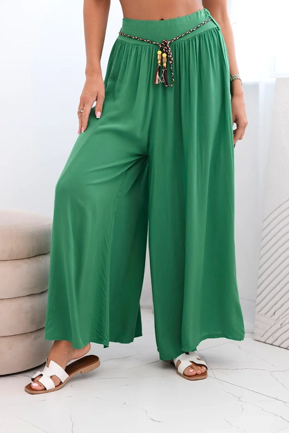 Damenhose aus Viskose mit weitem Bein grün