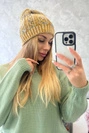 Fleecová čepice Melisa K241 hořčicová+šedá
