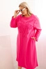 Plus Size women's dress with cotton embroidery pink