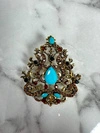Brosche XZ459-191 gold + blau