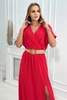 Длинное платье с декоративным поясом Красный