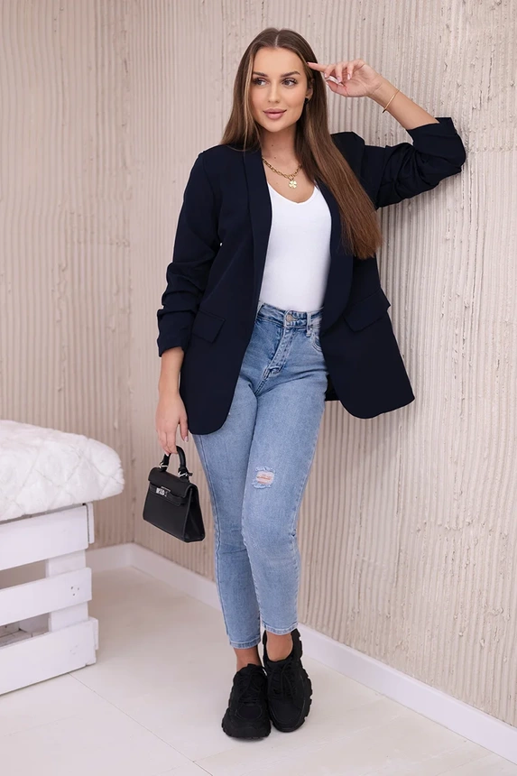 Elegant jacket with lapels navy blue
