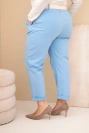 Dámske bavlnené nohavice Plus Size s opaskom modré