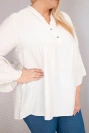Women's Plus Size viscose blouse with ruffled sleeve and V-neck beige