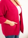 Damenpullover Plus Size mit Taschen ohne Verschluss fuchsienfarben
