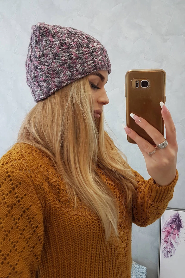Dámská čepice Eliza K205 dark pink+graphite