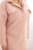 Dámský plášť Plus Size s vlnou na knoflíky s kapsami a límcem pudrově růžový