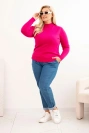 Dámsky sveter Plus Size z viskózy s golierom fuksiová