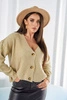 Ribbed sweater with buttons beige