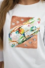 Halenka s 3D grafikou ptáka bílá