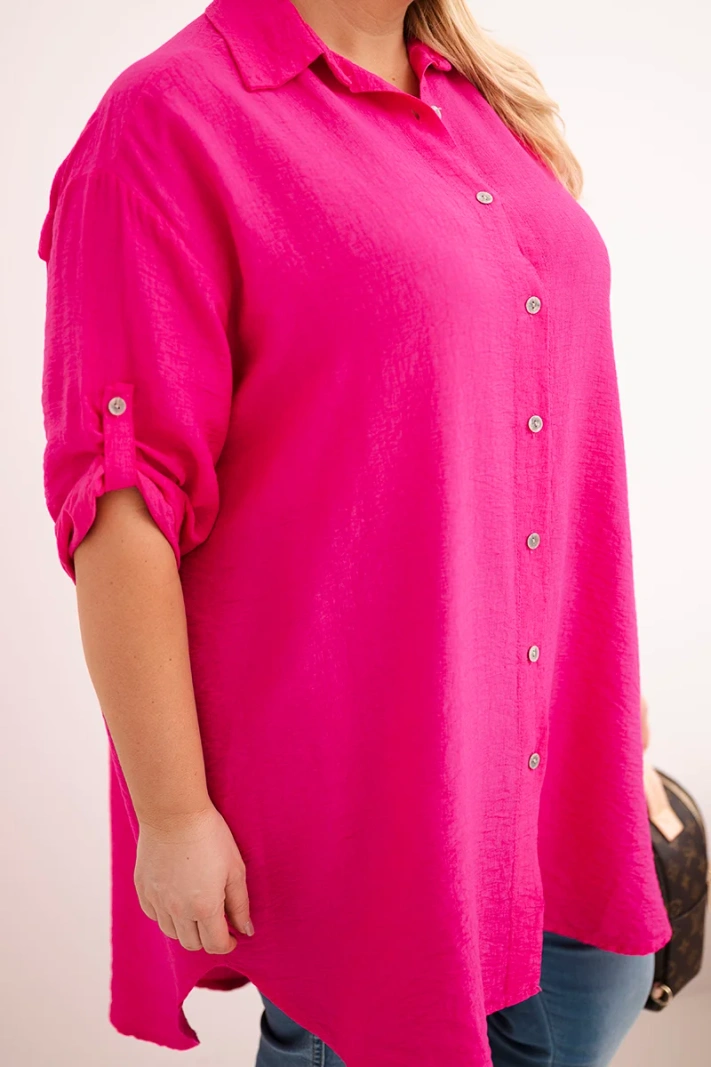 Damenbluse Plus Size aus Viskose mit längerem Rücken fuchsia