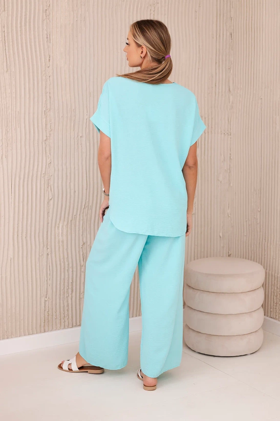 Set with necklace blouse + pants mint