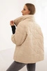 Quilted women's jacket with a short cut and a stand-up collar dark beige