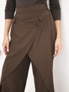 Women's trousers made of viscose with wide leg and pleats brown