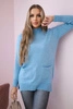 Sweater with stand-up collar blue