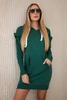 Dress with decorative frills and a hood green