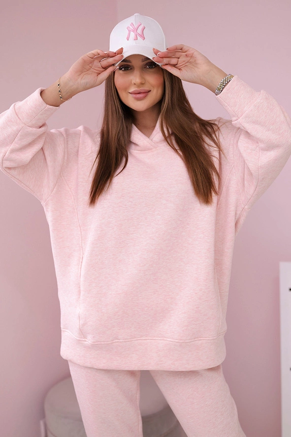 Insulated set with hoodie powder pink melange