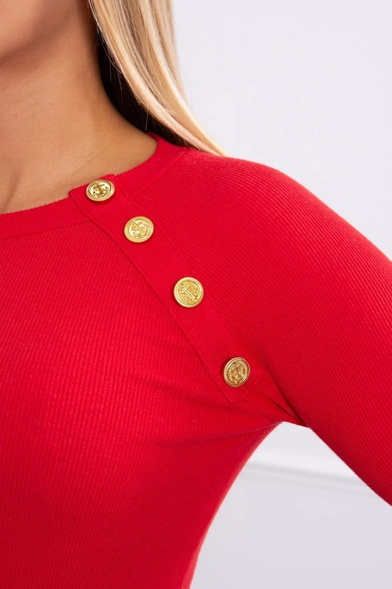 Blouse with decorative buttons red