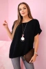 Musselin-Bluse mit Halskette schwarz