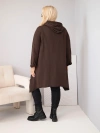 Dámska bavlnená mikina Plus Size s kapucňou a pleteným prvkom hnedá