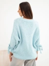 Women's oversized sweater with ties at the sleeves blue