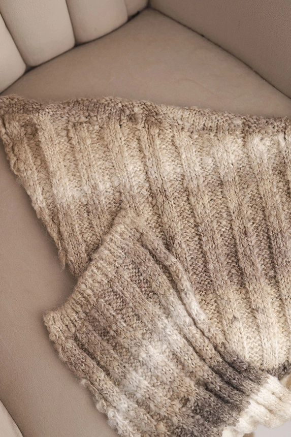 Women's wool scarf soft and warm in colorful stripes KN19 beige