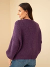 Women's oversized sweater with a round neckline and ribbing dark purple
