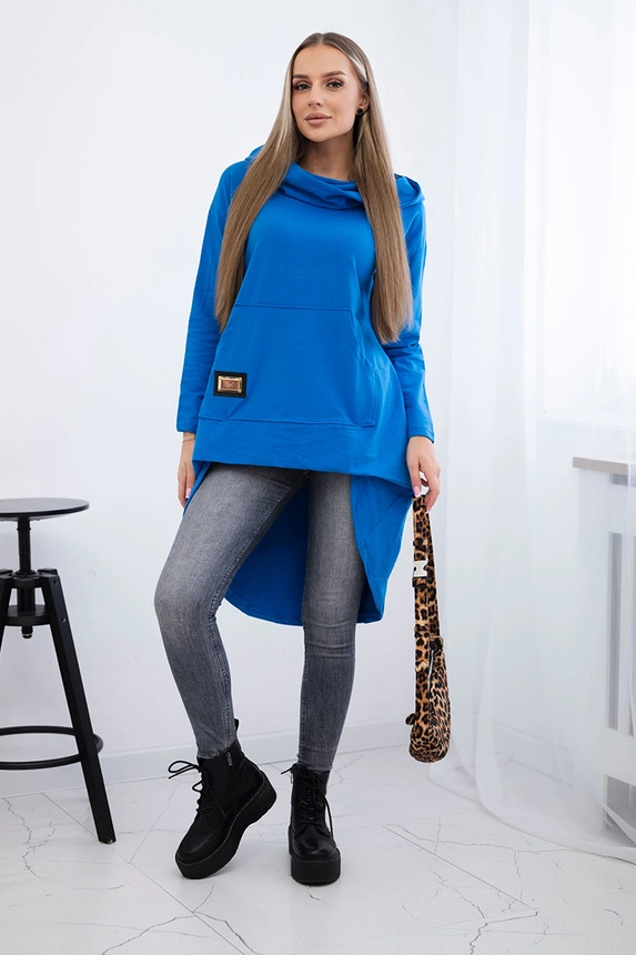 Langer Rücken Sweatshirt mit Kapuze Kornblume