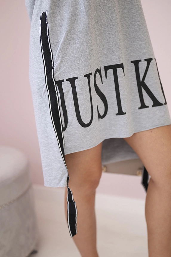 Dress with hood and print gray