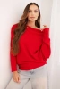 Sweter damski wiskozowy asymetryczny typu nietoperz czerwony
