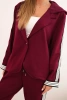 Women's set with viscose, featuring piping and a sports jacket plum