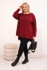 Dámská blůza Plus Size asymetrická s dlouhým rukávem bordová