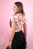 Women's short-sleeved body with a floral pattern beige