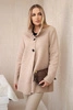 Button-down coat with stand-up collar dark beige